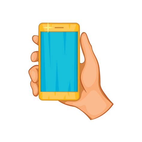 Mobile Phone In Hand Icon Cartoon Style 14450305 Vector Art At Vecteezy