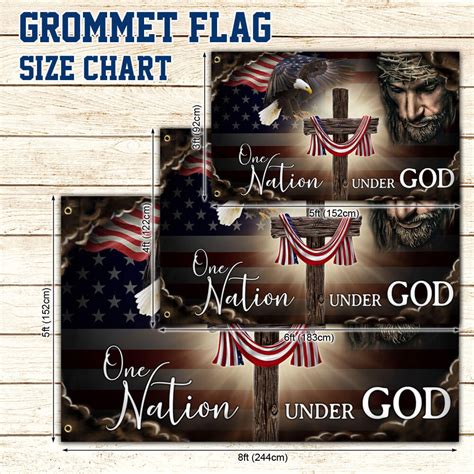 One Nation Under God Christian Cross American Grommet Flag Thb Gf