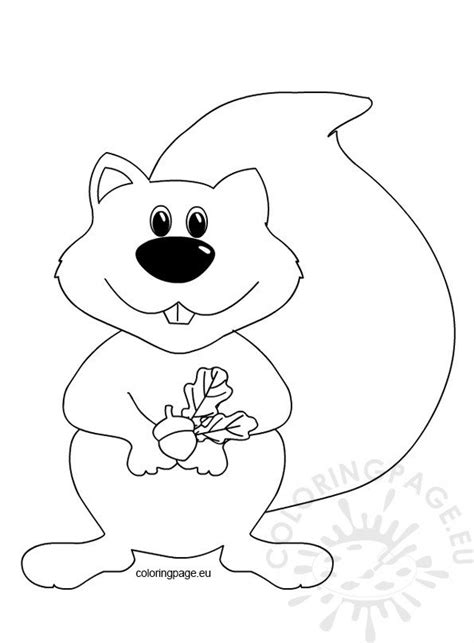 Squirrel with acorn – Coloring Page