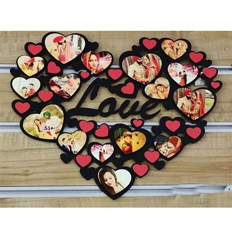 MDF Black Base Heart Shaped Photo Frame For Gift Size 5Inch Length