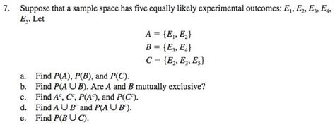 Solved Suppose That A Sample Space Has Five Equally Chegg