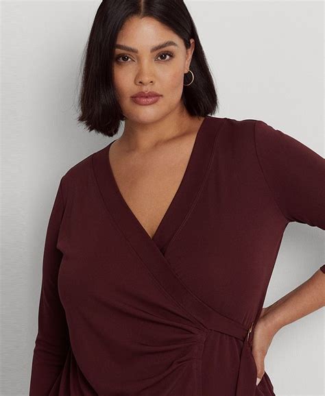 Lauren Ralph Lauren Plus Size Faux Wrap Surplice Neck Top Macys