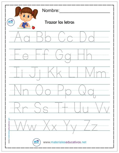 Hojas De Trabajo Para Trazar Las Letras Del Abecedario Mayúsculas Y Minúsculas Trazos De