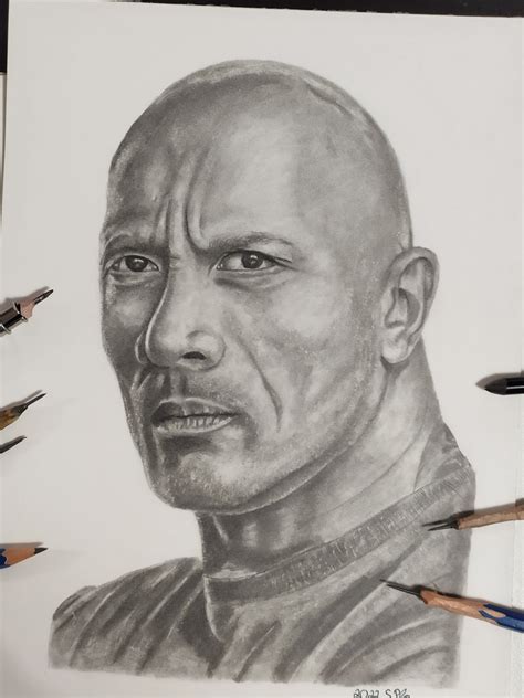 Dwayne Johnson Pencil Drawing A4 Original Portrait Drawing - Etsy