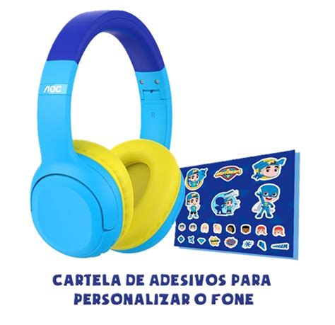 AOC Headphone Bluetooth Luccas Neto Aventureiro Azul LN001BL 00