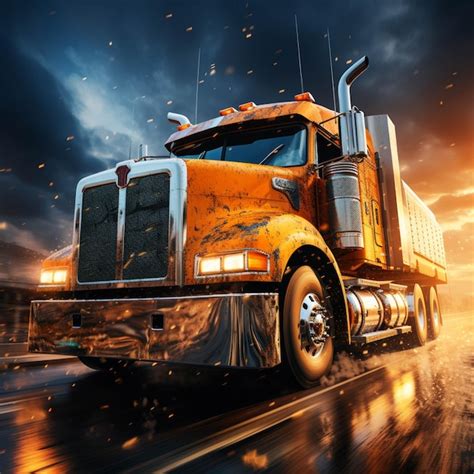 Premium Ai Image There Is A Large Truck Driving Down The Road At