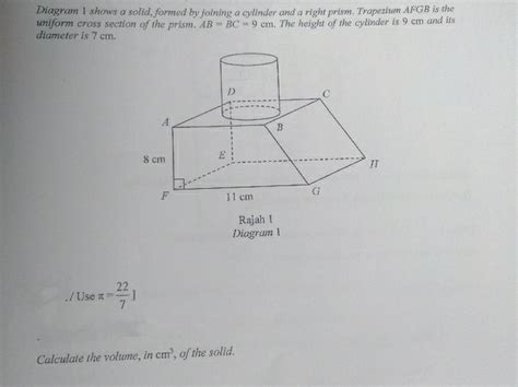 Diagram Shows A Solid Formed By Joining A Cylin Gauthmath