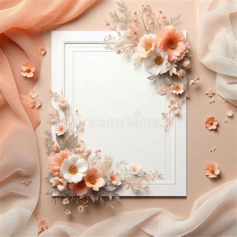 Blank Wedding Invitation, Greeting Card, Banner. Flowers, Leaves, Pink ...