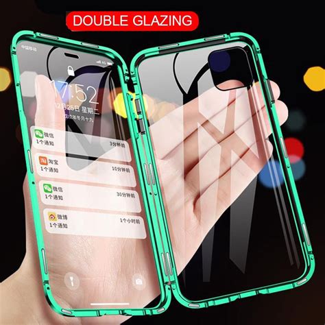 360 Full Protection Double Sided Glass Magnetic Adsorption Metal Case