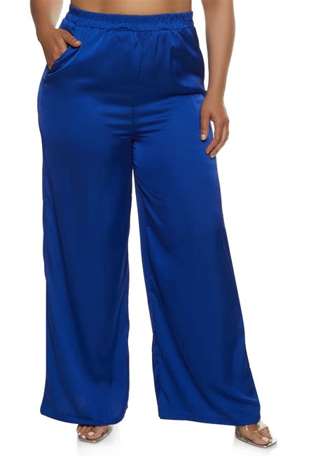 Plus Size Satin High Waist Palazzo Pants