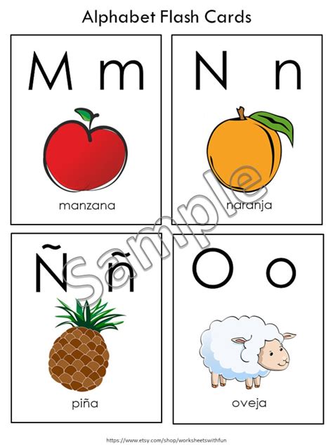 Spanish Alphabet Flashcards Printable Spanish Alphabet - Etsy