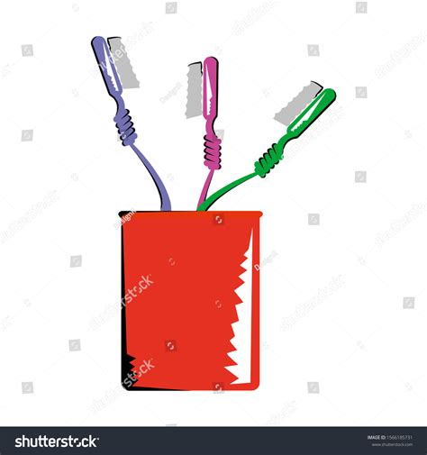 Toothbrush Toothpaste Engraving Vector Illustration Scratch Stock