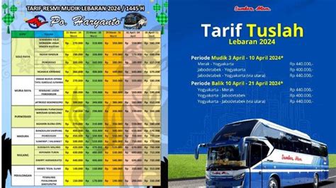 Daftar Harga Tiket Bus Mudik Lebaran Ada Po Haryanto Sumber Alam