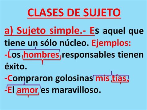 Clases De Sujeto Simple Ppt