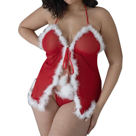 Pmvfhde Plus Size Lingerie Women S Santa Christmas Lingerie Set With