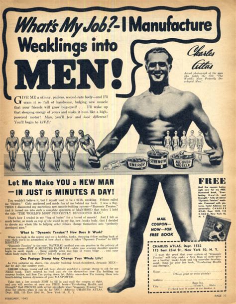 Whats My Job I Manufacture Weaklings Into Men Charles Atlas Ad 1945