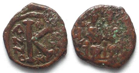 Byzanz Tiberius Ii Constantine Ae Nummi Half Follis