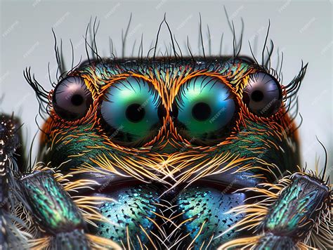 Premium Photo | Jumping spiders eyes up close a marvel of natures art