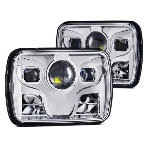 Lumen Sb Hl Chr X Rectangular Chrome Projector Led Headlights