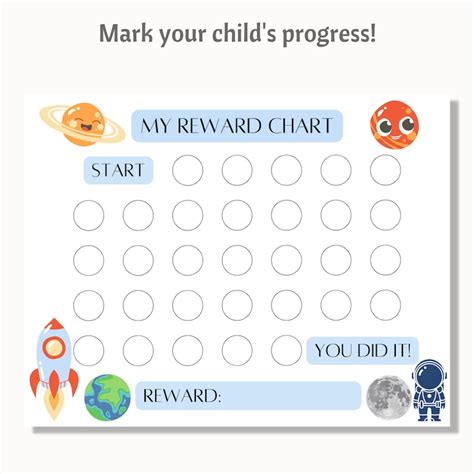 Space Reward Chart Printable Sticker Chart Space Chart Etsy