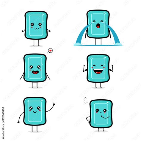 Cute soap character vector design set. Mascot, emoji, vector ...