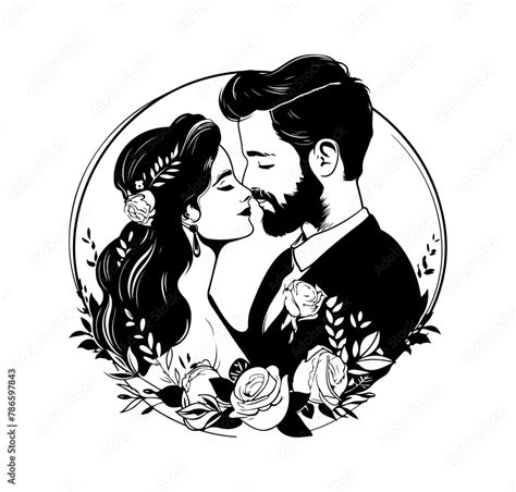 Ehepaar Verliebt Hochzeit Braut Bräutigam Paar Hochzeitspaar Vektor Stock Vector Adobe Stock