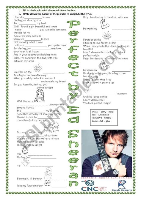 Perfect by Ed Sheeran - ESL worksheet by Edyana