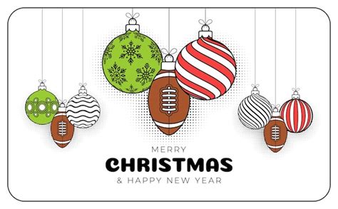 Premium Vector Football Rugby Christmas Greeting Card In Trendy Line