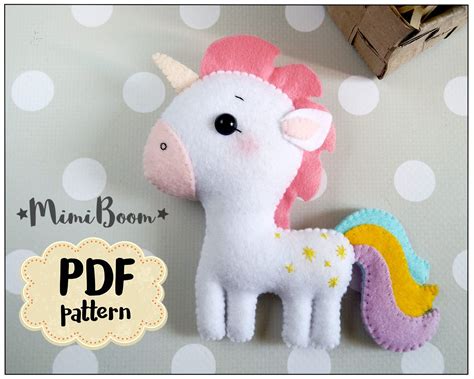 Felt Pattern Unicorn Plushie Pattern Pdf Unicorn Doll Sewing Baby