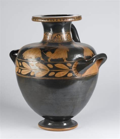 Kalpis Or Hydria Of Pottery Decorated In Red Figure With A Frieze Of