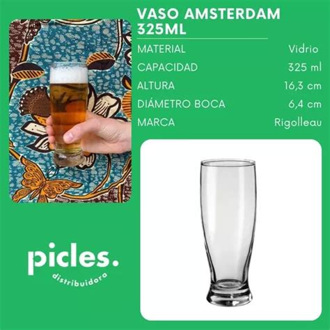 Vaso Cervecero Pinta Vidrio Rigolleau Amsterdam Ml X Mebuscar