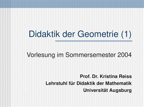 Ppt Didaktik Der Geometrie Vorlesung Im Sommersemester Prof