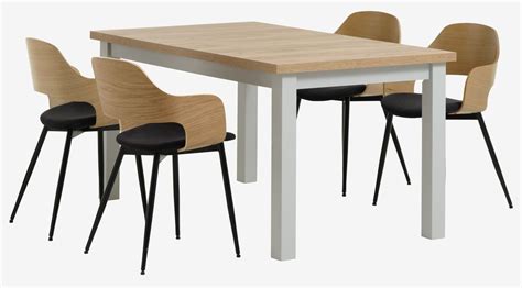 MARKSKEL L150 193 Tafel Lichtgrijs 4 HVIDOVRE Stoelen Eik JYSK