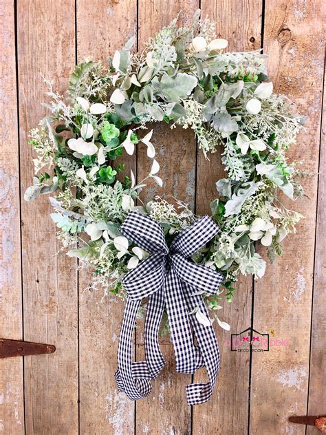 Greenery Wreath For Front Door Everyday Front Door Wreath Etsy