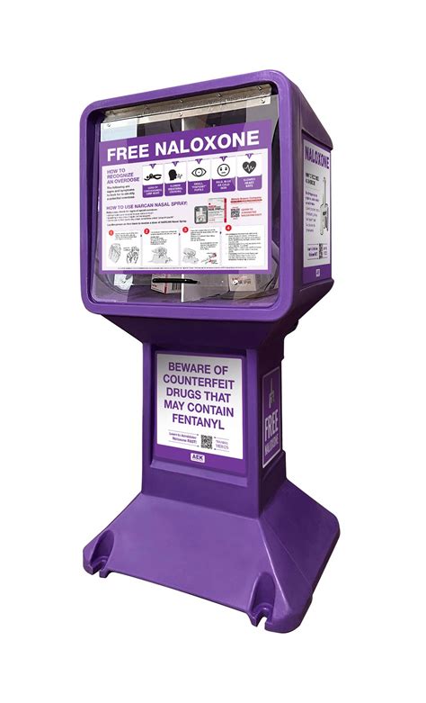 Newspaper Stand Style Free Standing Naloxone Distribution Box Aka Barney