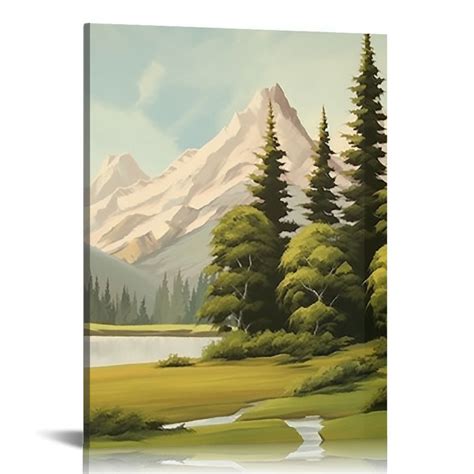 Jeuxus Mountain Moder Abstract Landscape Canvas Wall Art Forest Oil