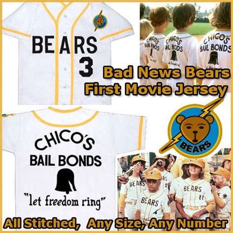 Bad News Bears Movie 1976 Chicos Bail Bonds Baseball Jersey Custom