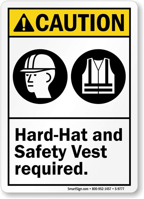 Hard Hat And Safety Vest Required Sign