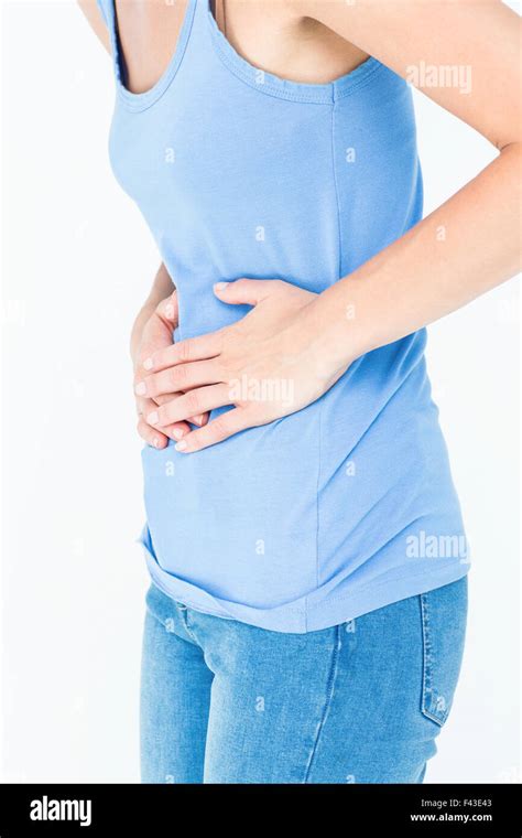 Woman with stomach pain Stock Photo - Alamy