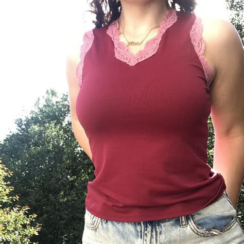 Hot Pink Y2k Lace Tank Top From Only Hearts Nyc Depop