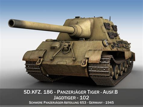 SDKFZ 186 Jagdtiger 102 Porsche Production 3D Model CGTrader