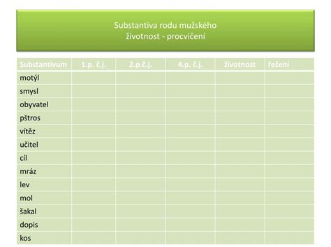 PPT VY 32 INOVACE 10 Skloňování podstatných jmen rodu mužského