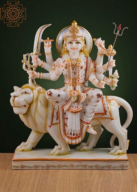 Ashtabhuja Devi Durga Handmade Marble Durga Maa Statue Marble