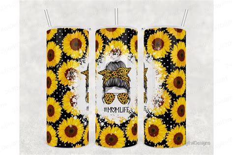 Wall Decor 20 Oz Skinny Tumbler Sunflower Messy Mom Wrap Tapered