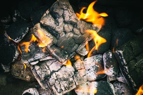 Fire Burning Wood and Coal in the Fireplace Stock Image - Image of ...