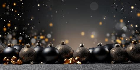 Premium Photo | There are many black and gold christmas ornaments on a ...