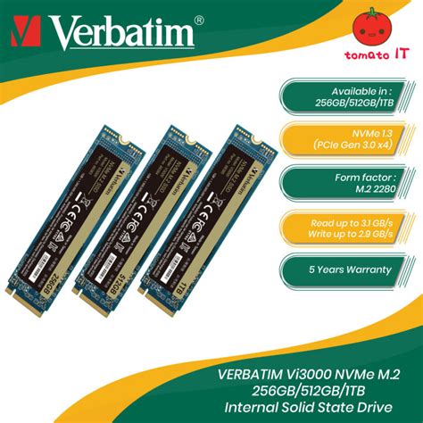 VERBATIM Vi3000 NVMe M 2 256GB 512GB 1TB Internal Solid State Drive