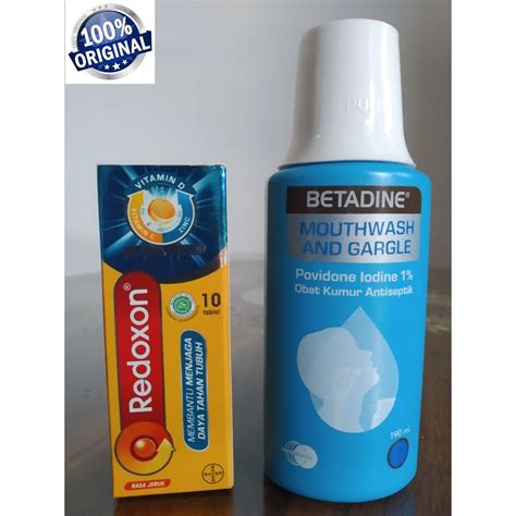 jual paket redoxon triple action rasa jeruk  tablet  betadine