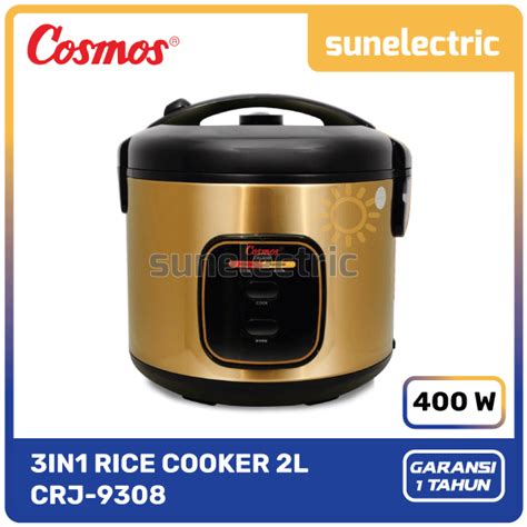 Cosmos CRJ 9308 Rice Cooker Stainless Steel Kapasitas 2 Liter 3in1