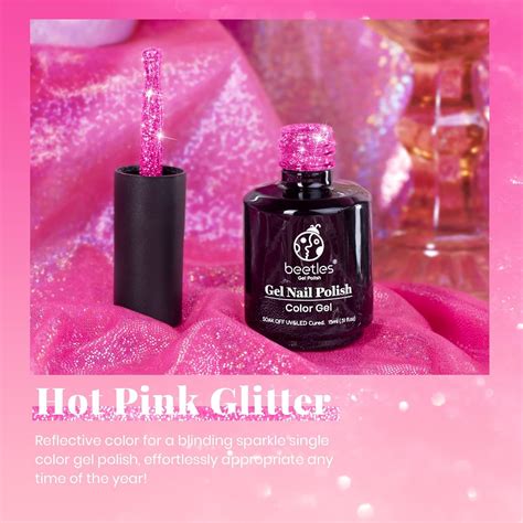 Beetles Esmalte de uñas de gel reflectante onzas ml color rosa con purpurina Hot